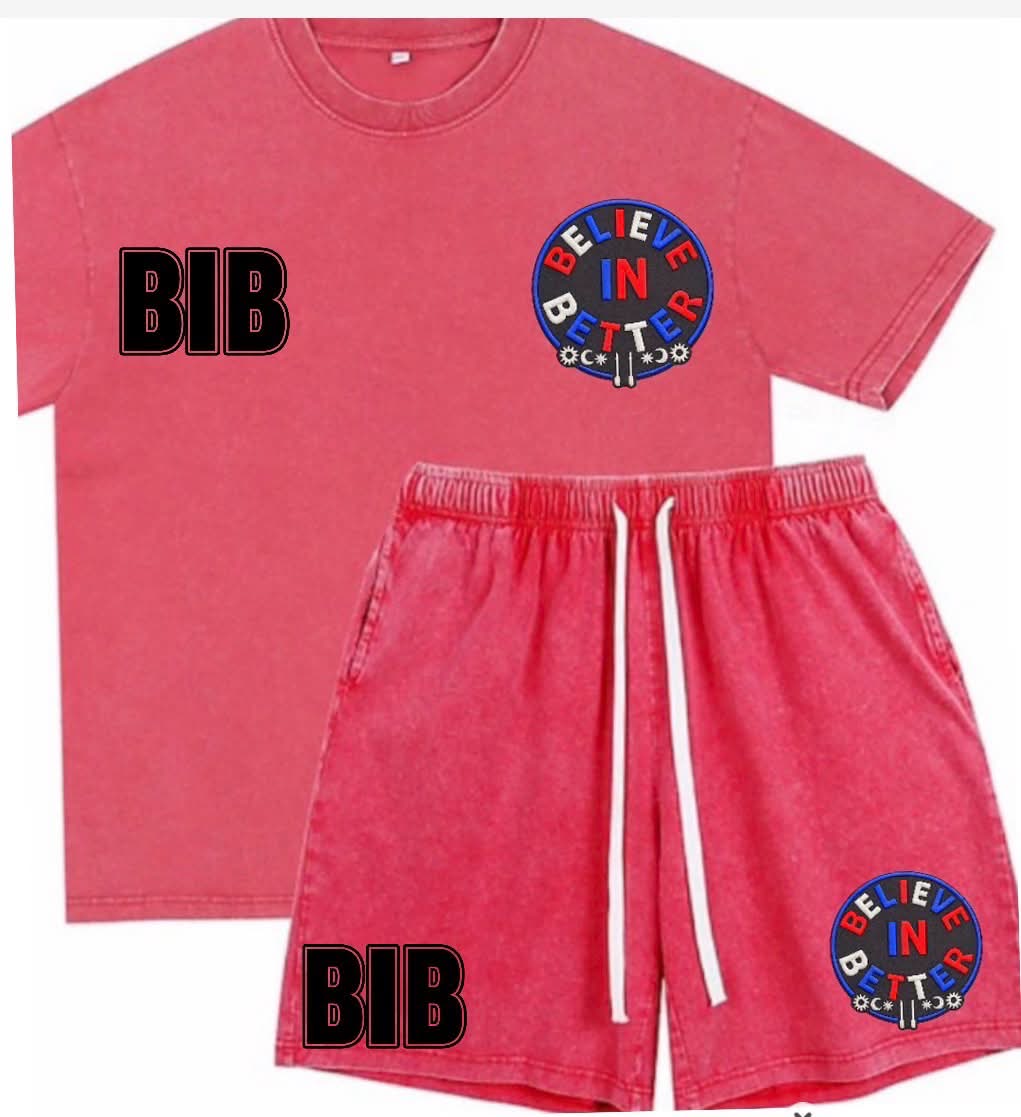 Vintage wash set, red with embroidered patch