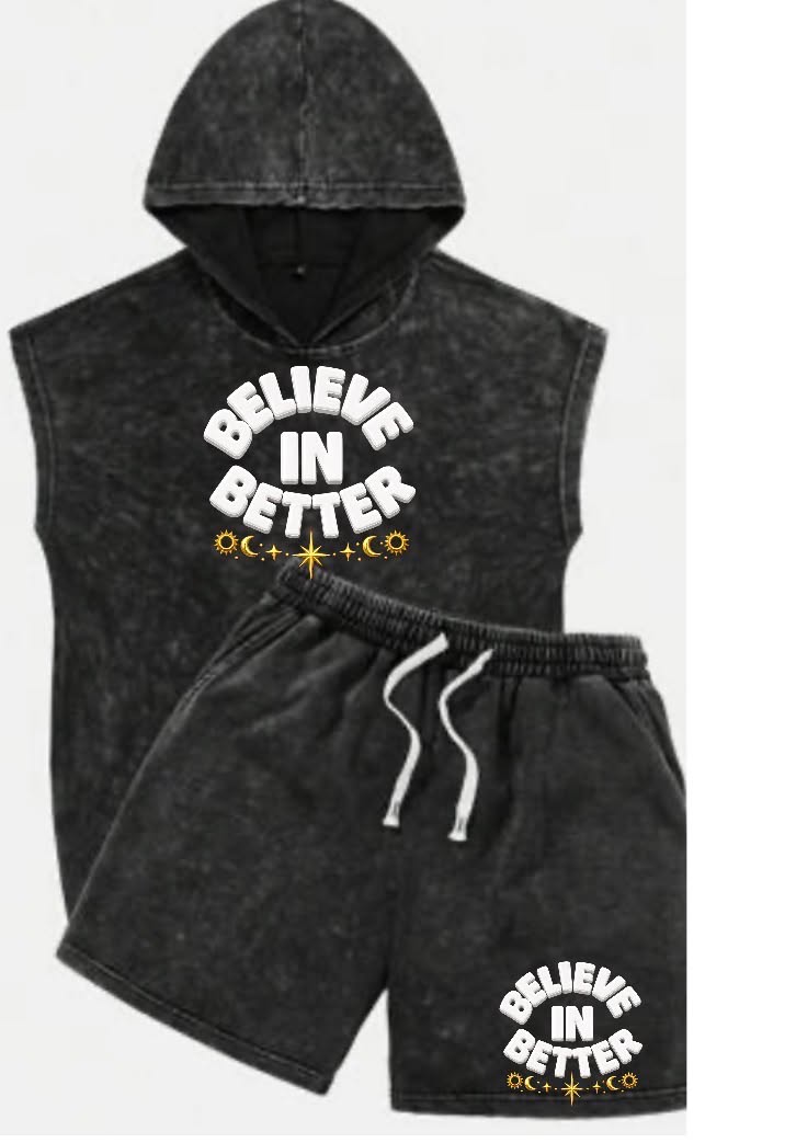 Sleeveless hoodie set, black