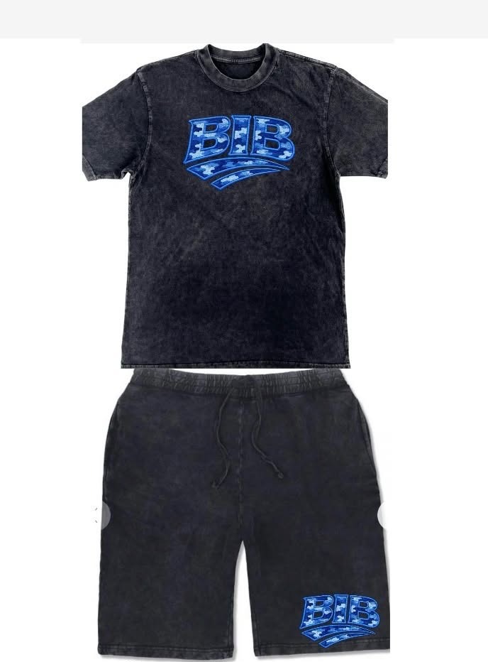 Camo BIB set, black with blue camo print