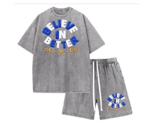 Believe In Better set, grey and blue