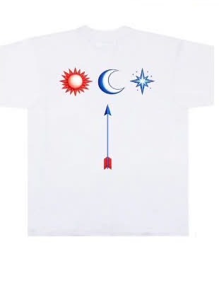 Arrow and symbols back print tee, white
